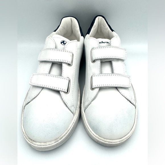 Naturino Sz 34 Hasselt 2 White and Blue Velcro Leather Sneaker NEVER WORN - Picture 5 of 8